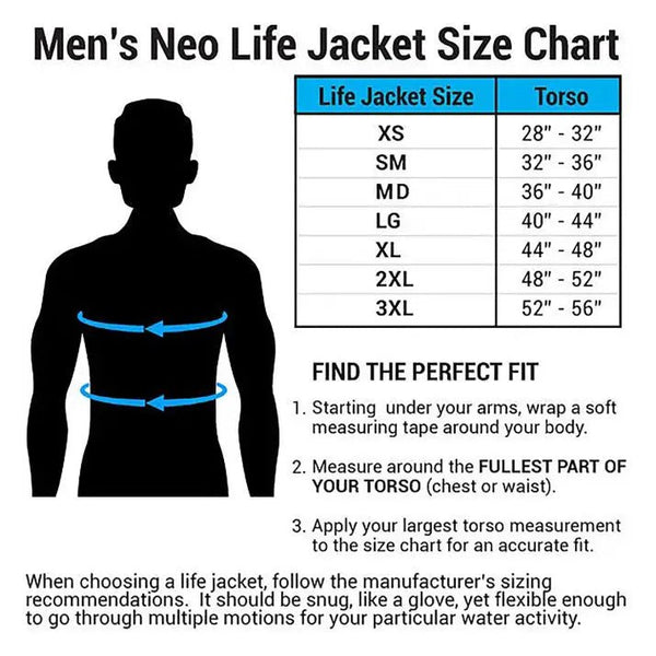 O'Brien Traditional Neo Life Jacket for Men (Black / Grey) - OrtegaOutdoors