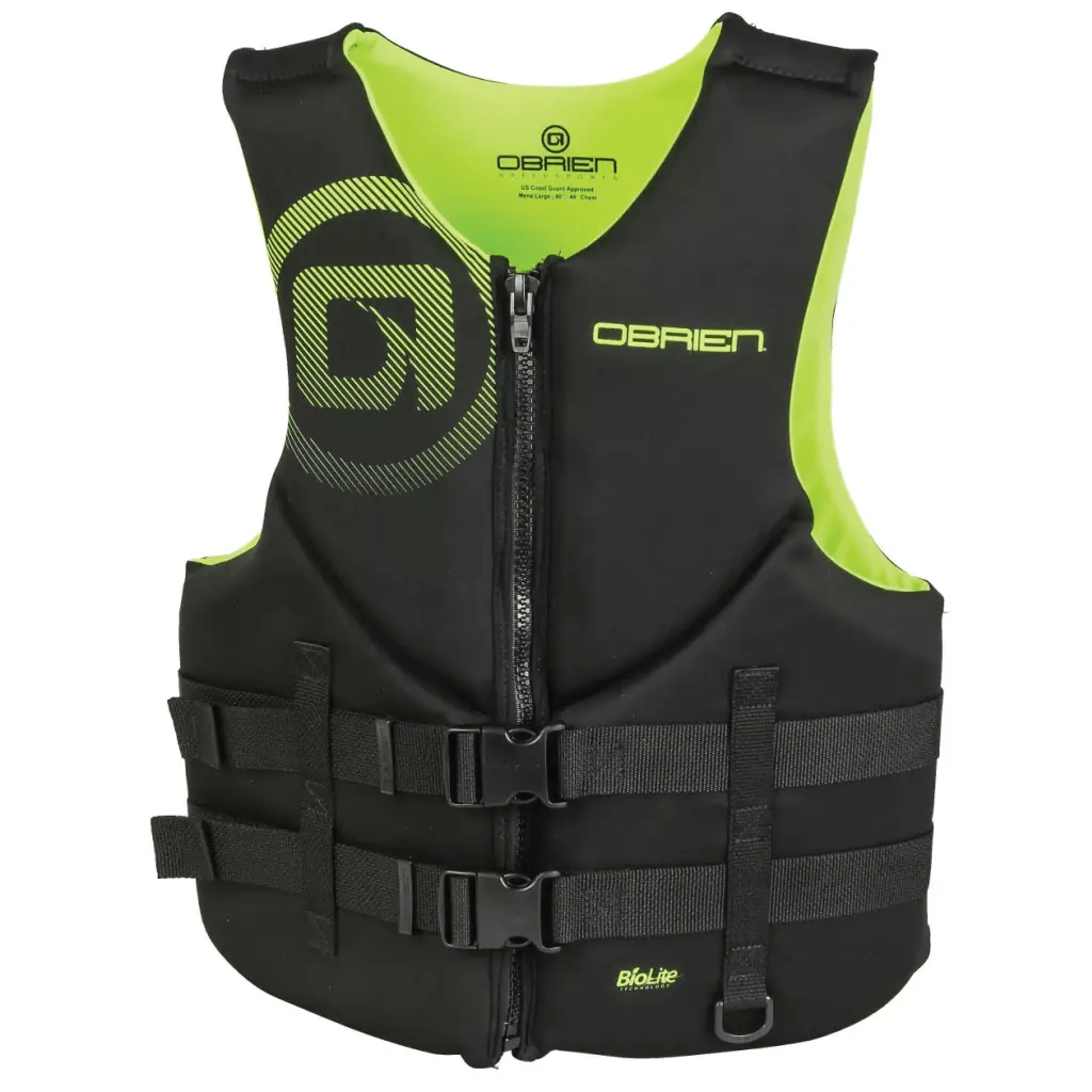 O'Brien Traditional Neo Life Jacket for Men (Black / Yellow) - OrtegaOutdoors